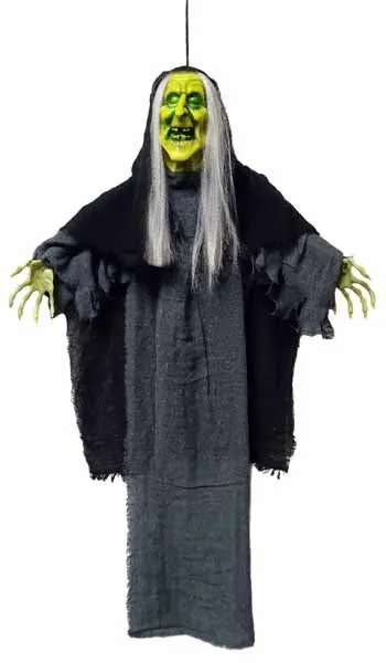 3' Hanging Witch w/Green Face