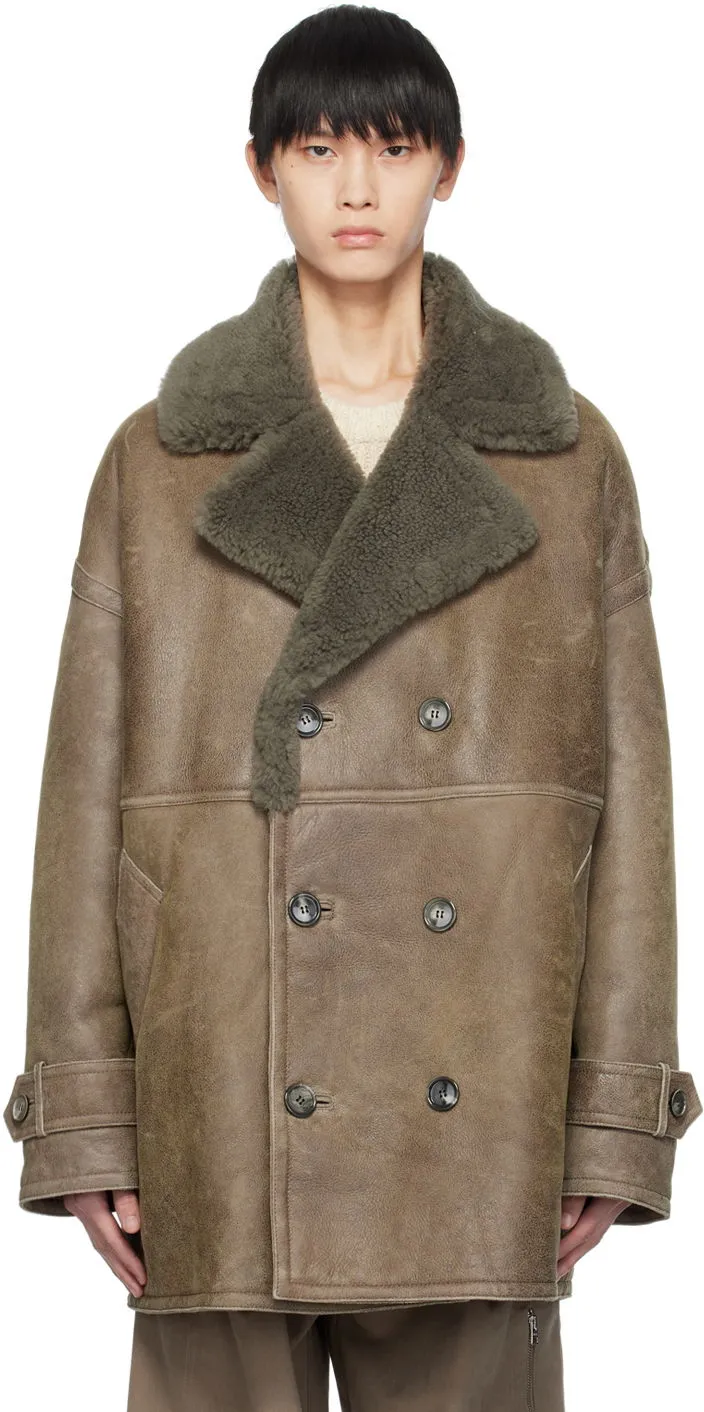 AMI DOUBLEBREASTED SHEARLING JACKET