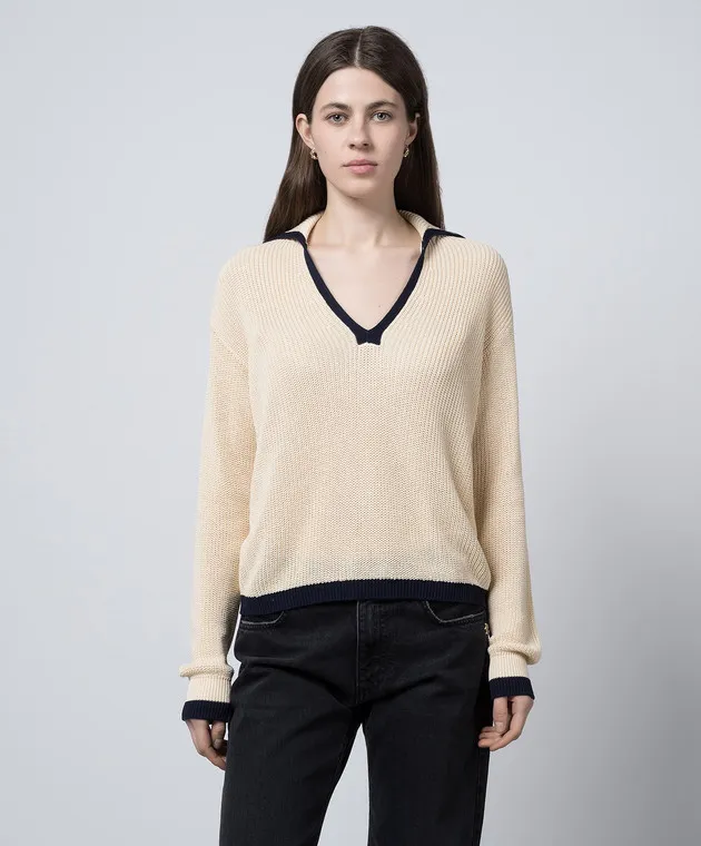 Ballantyne Beige pullover with contrasting edging