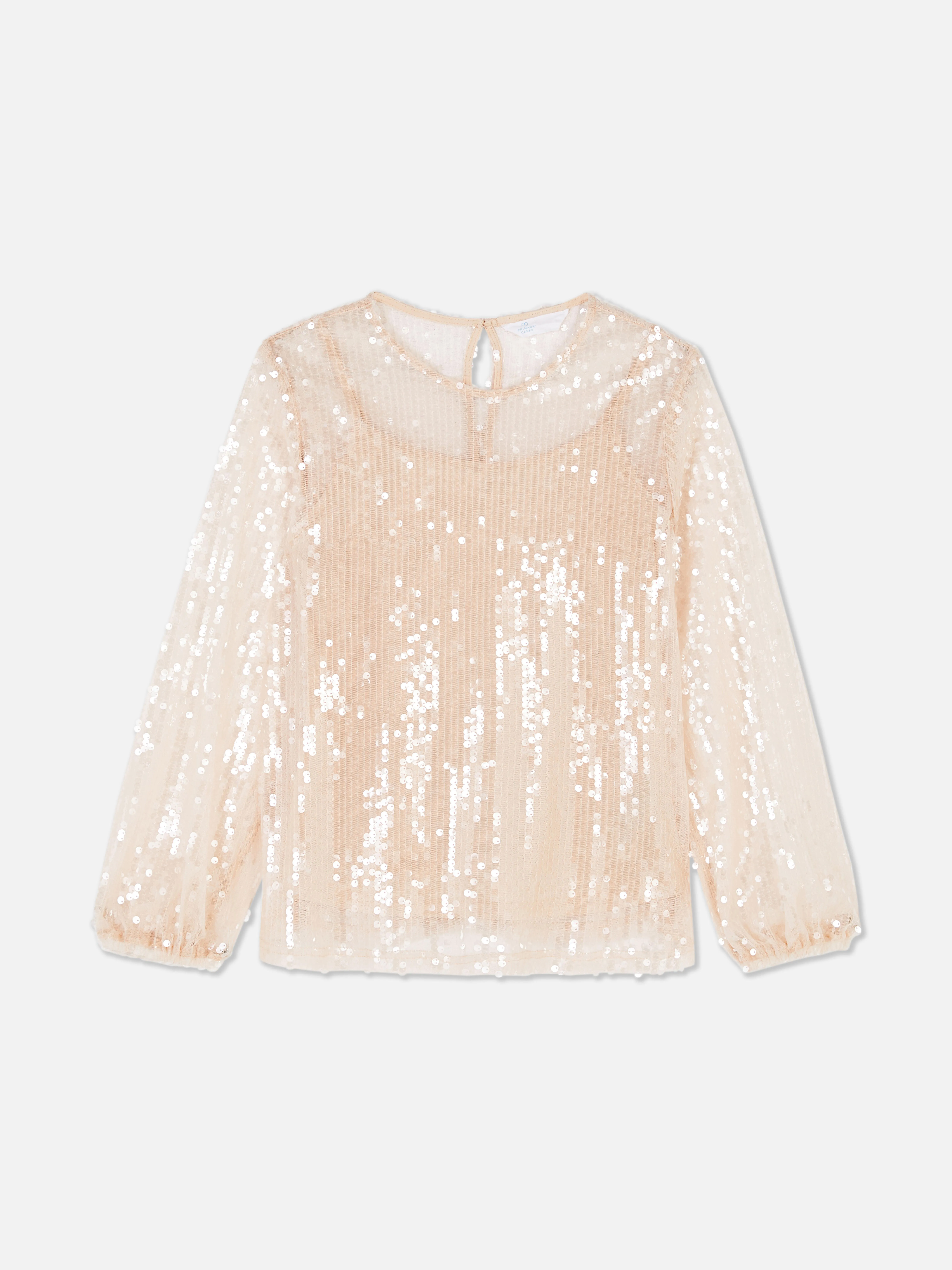 Blusa de lentejuelas con mangas globo