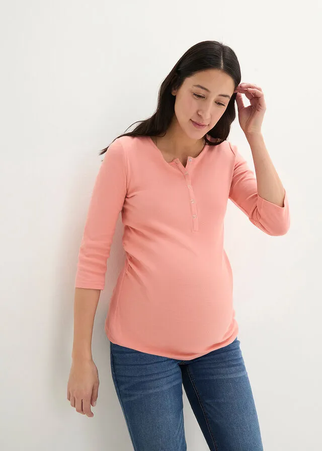 Camiseta premamá/de lactancia con algodón orgánico Melocotón