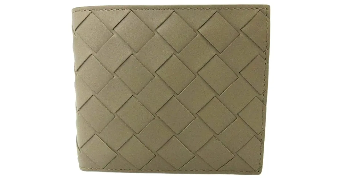 Cartera Mini Plegada Bottega Veneta Beige Gris 