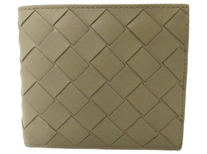 Cartera Mini Plegada Bottega Veneta Beige Gris 