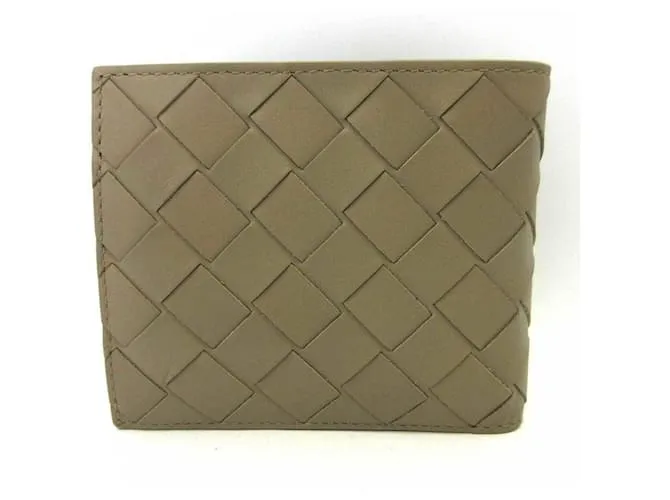 Cartera Mini Plegada Bottega Veneta Beige Gris 