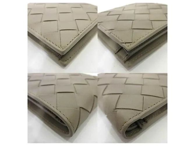 Cartera Mini Plegada Bottega Veneta Beige Gris 