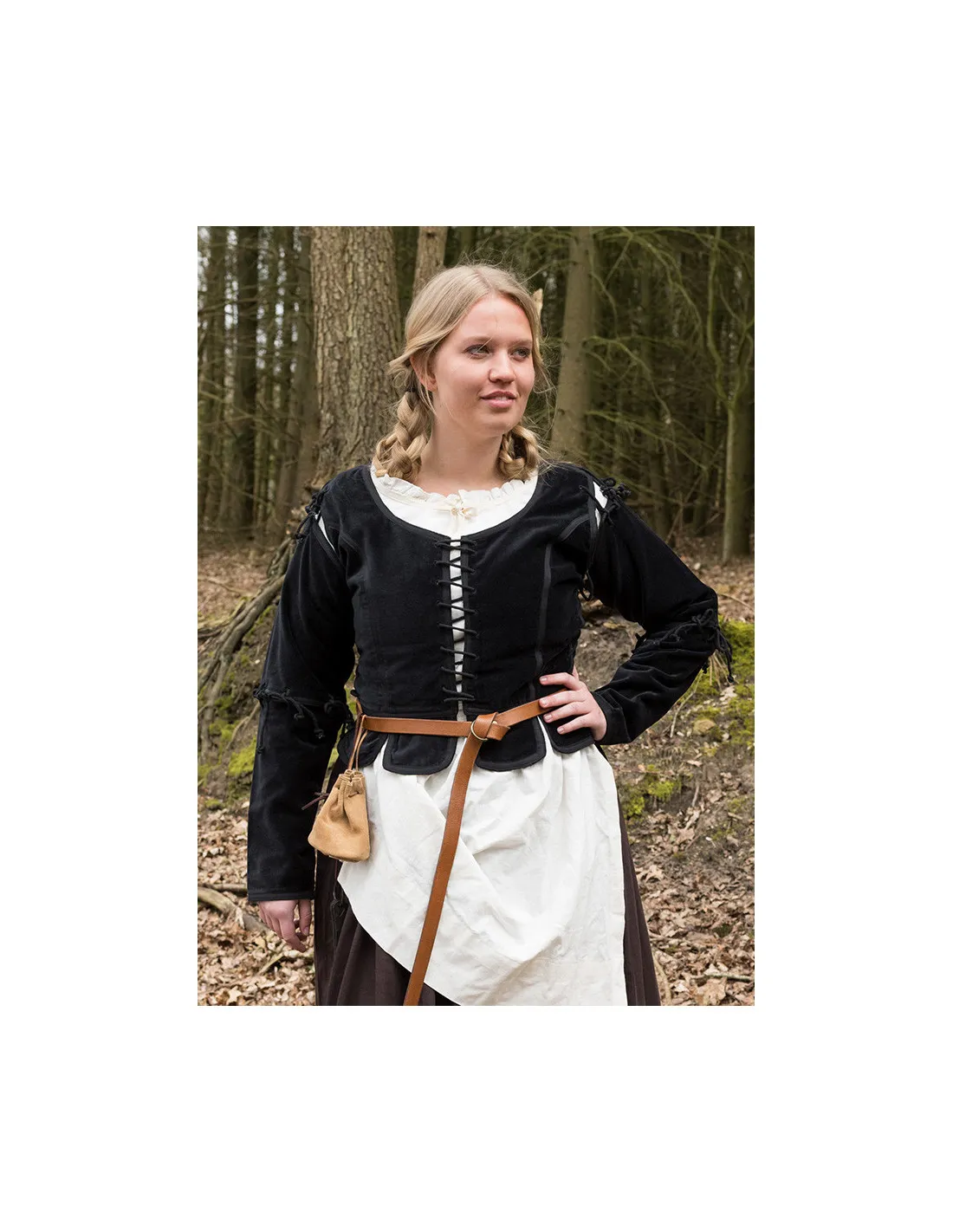 Chaqueta medieval Griselda en Antelina, color negro