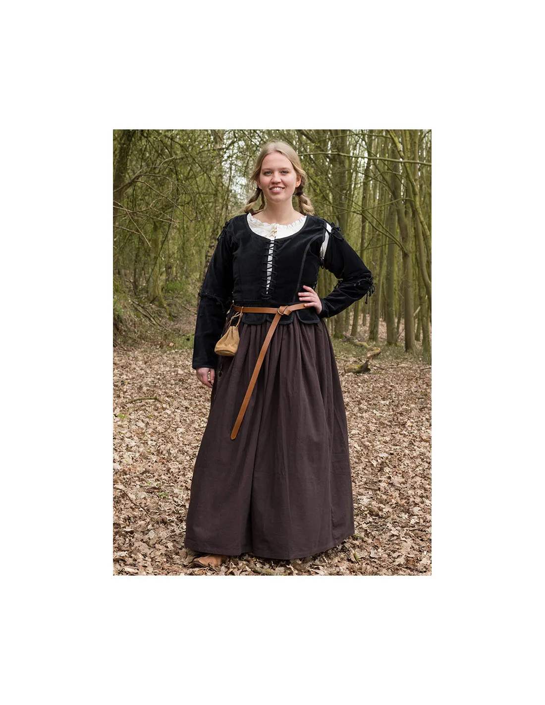 Chaqueta medieval Griselda en Antelina, color negro