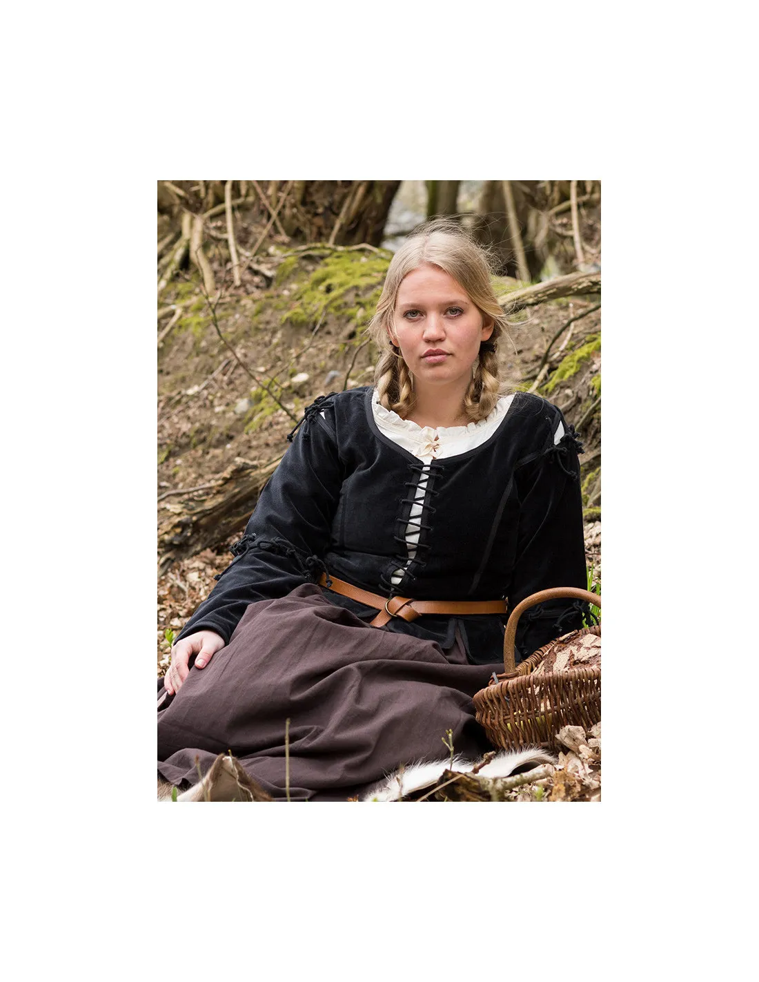 Chaqueta medieval Griselda en Antelina, color negro