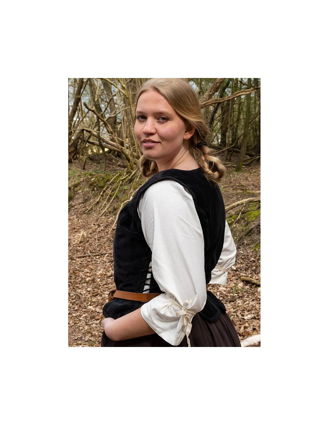 Chaqueta medieval Griselda en Antelina, color negro