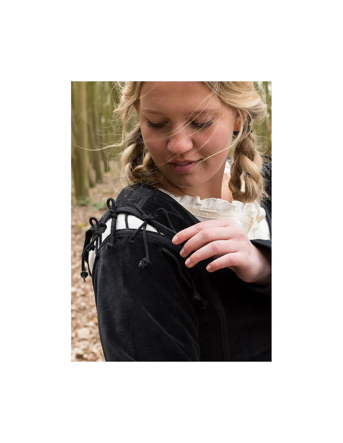 Chaqueta medieval Griselda en Antelina, color negro