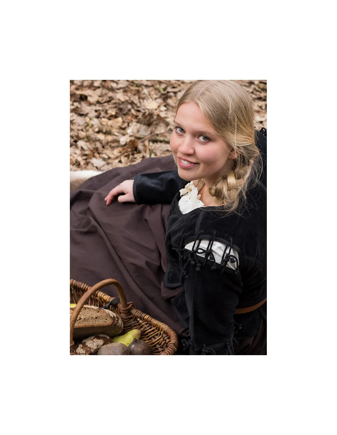 Chaqueta medieval Griselda en Antelina, color negro