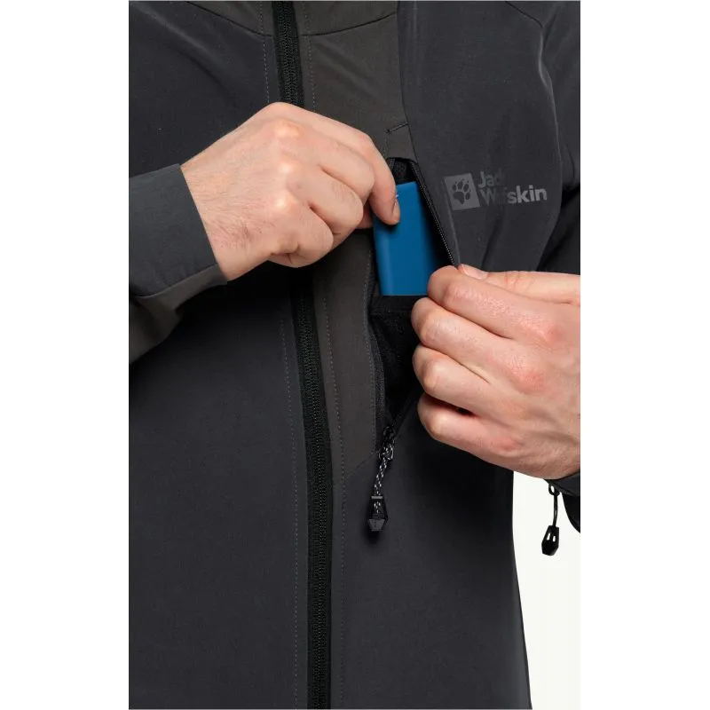 Chaqueta softshell JACK WOLSKINS ALPSPITZE HOODY (Phantom) para hombre