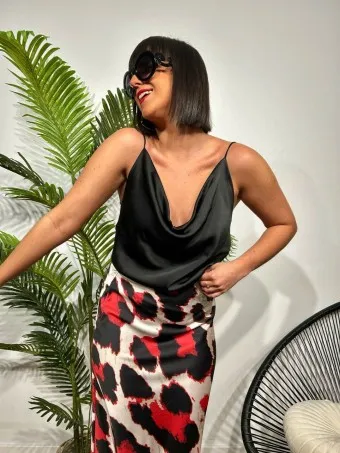 Cuerpo Lencero Drapeado VALYA Negro