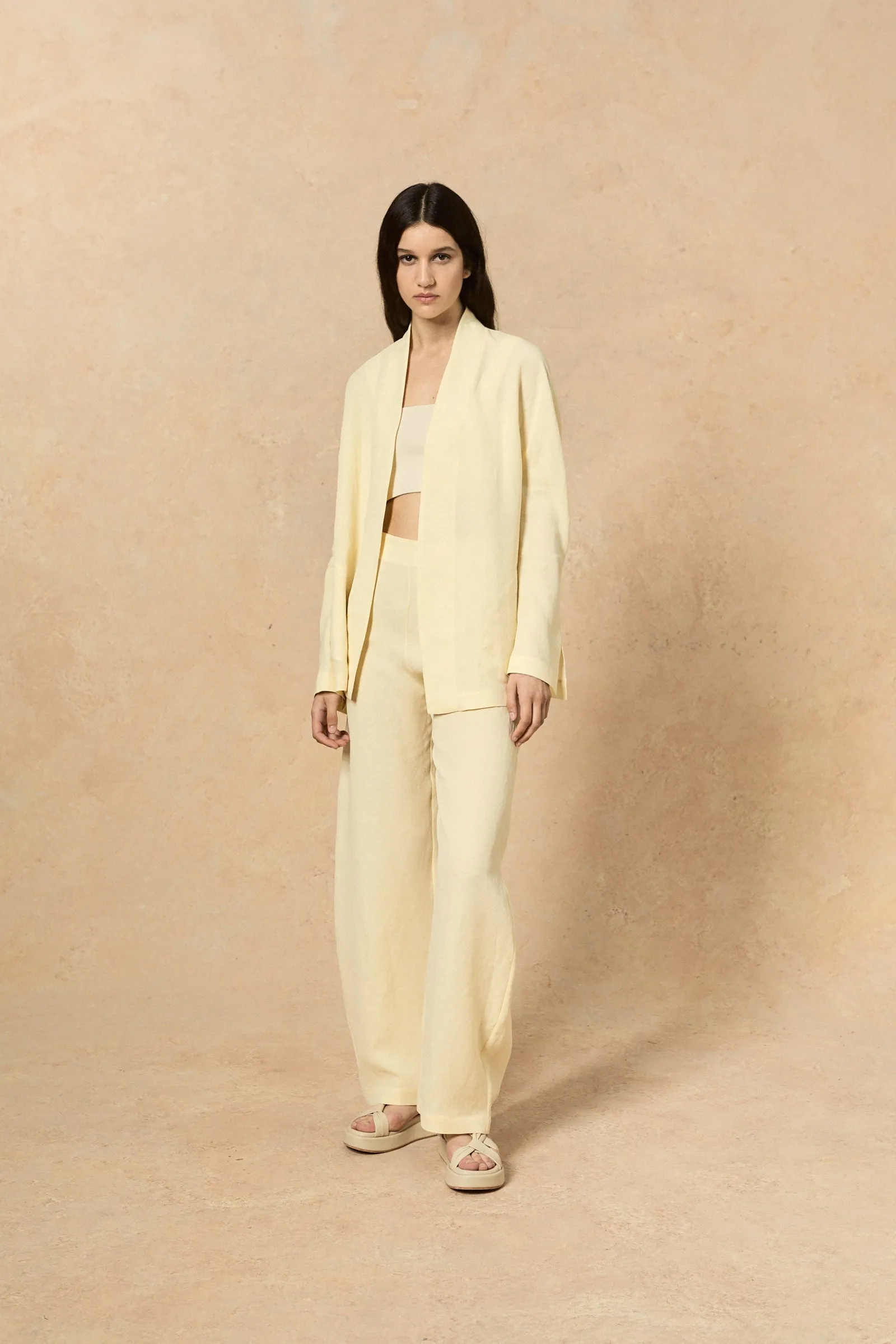 Fania, vanilla linen and viscose pants