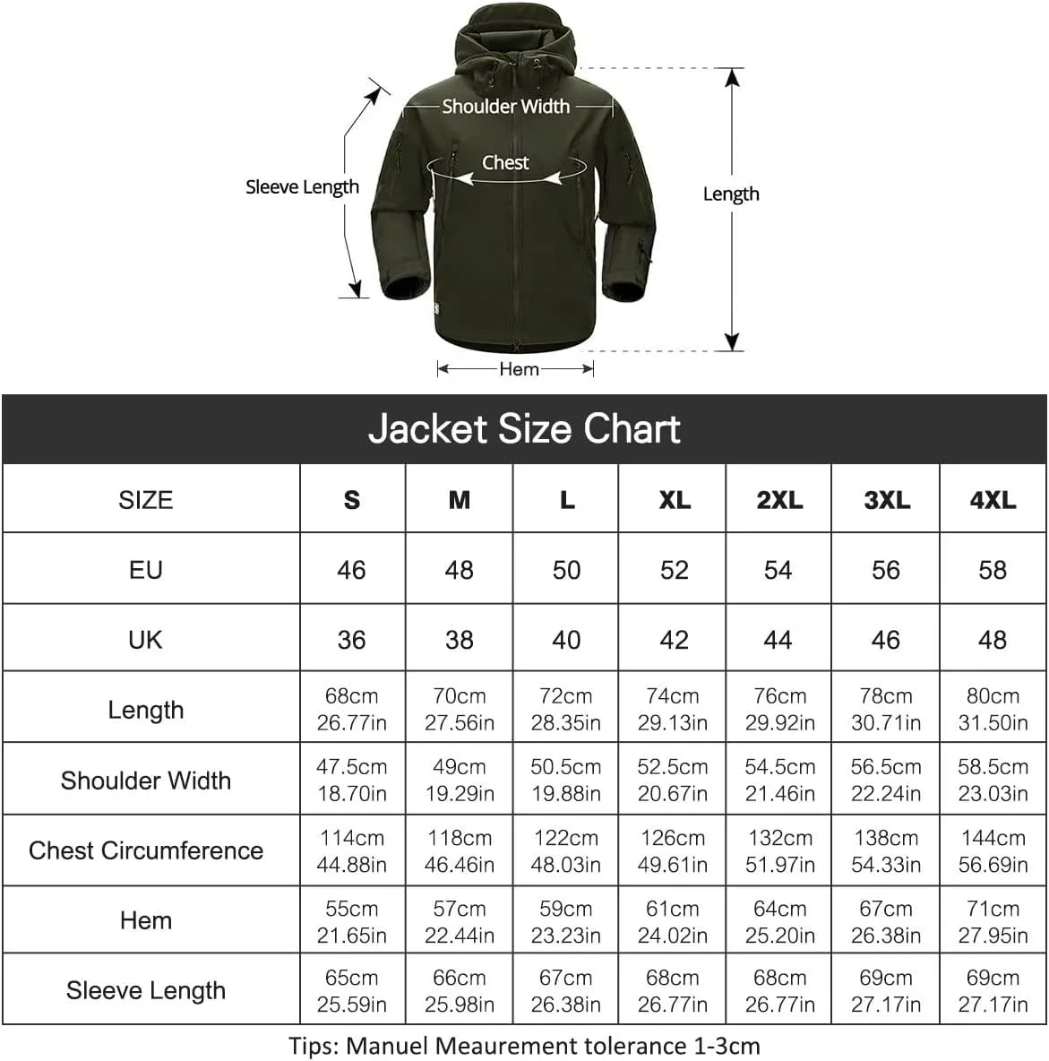 FREE SOLDIER Hombre Chaquetas Invierno