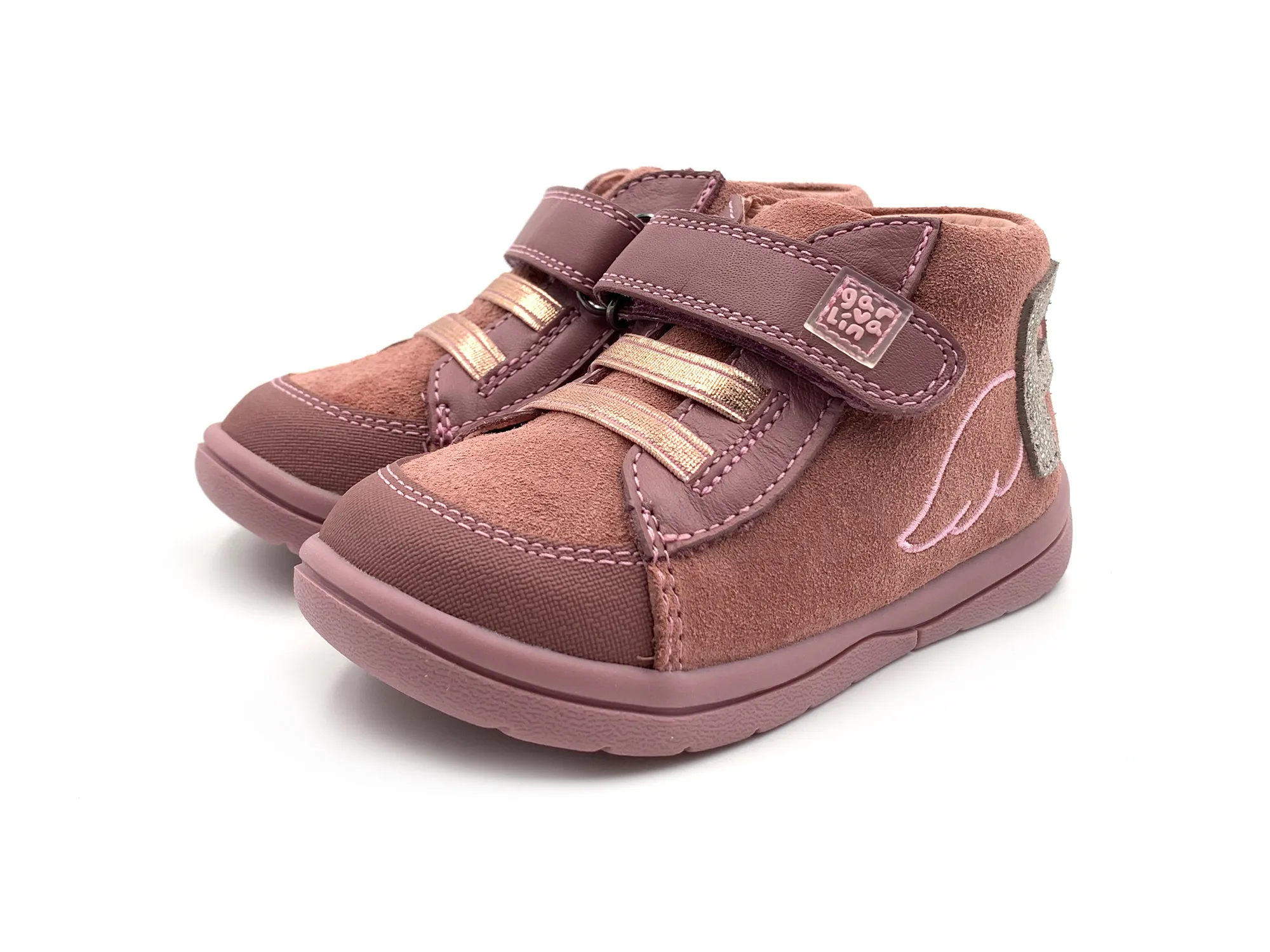 Garvalin 221302 Botita Velcro Serraje Brown Rose NiÑa