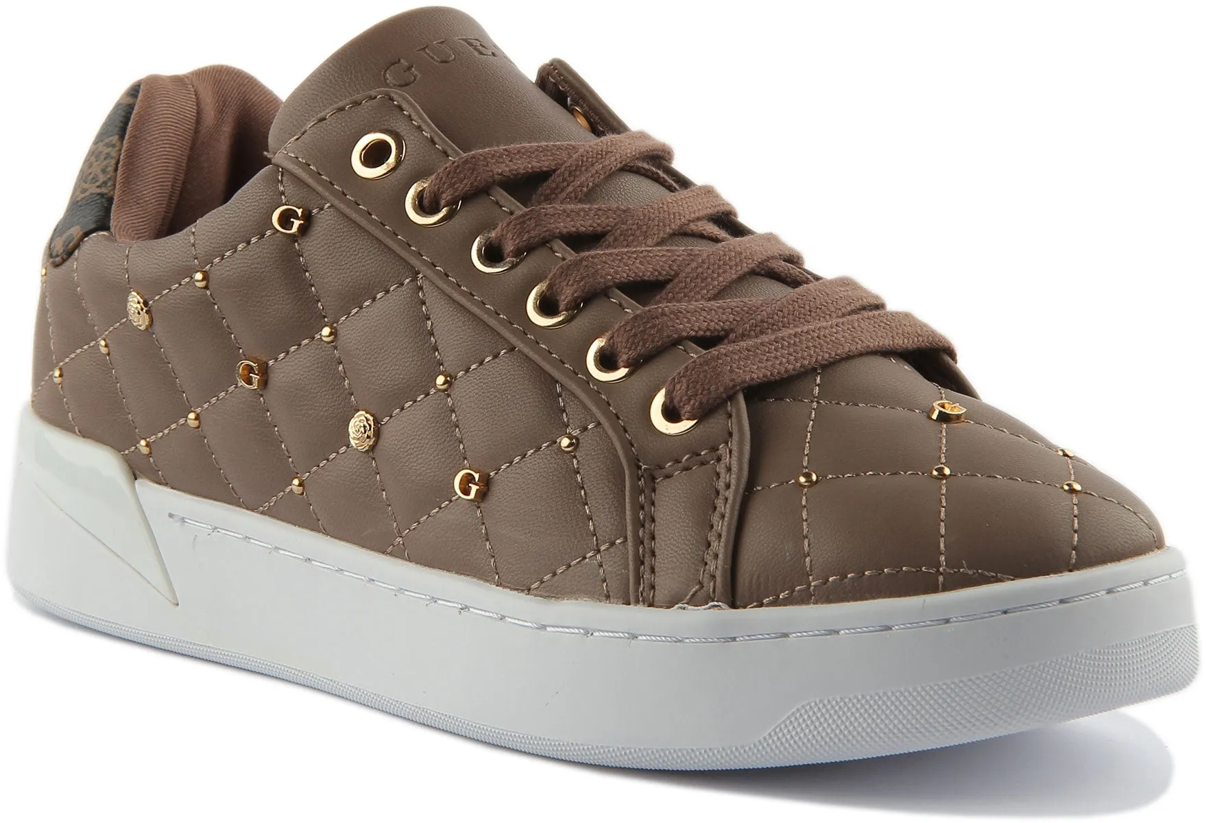 Guess Reea Zapatillas de deporte sintéticas acolchadas con cordones para mujer en blanco