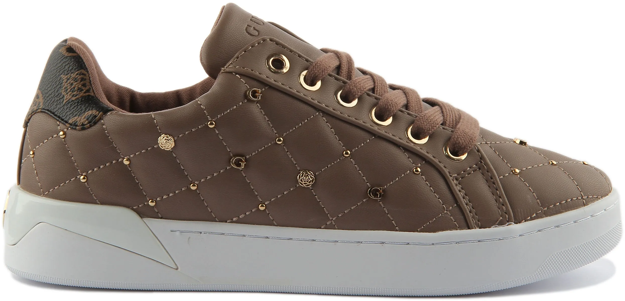 Guess Reea Zapatillas de deporte sintéticas acolchadas con cordones para mujer en blanco