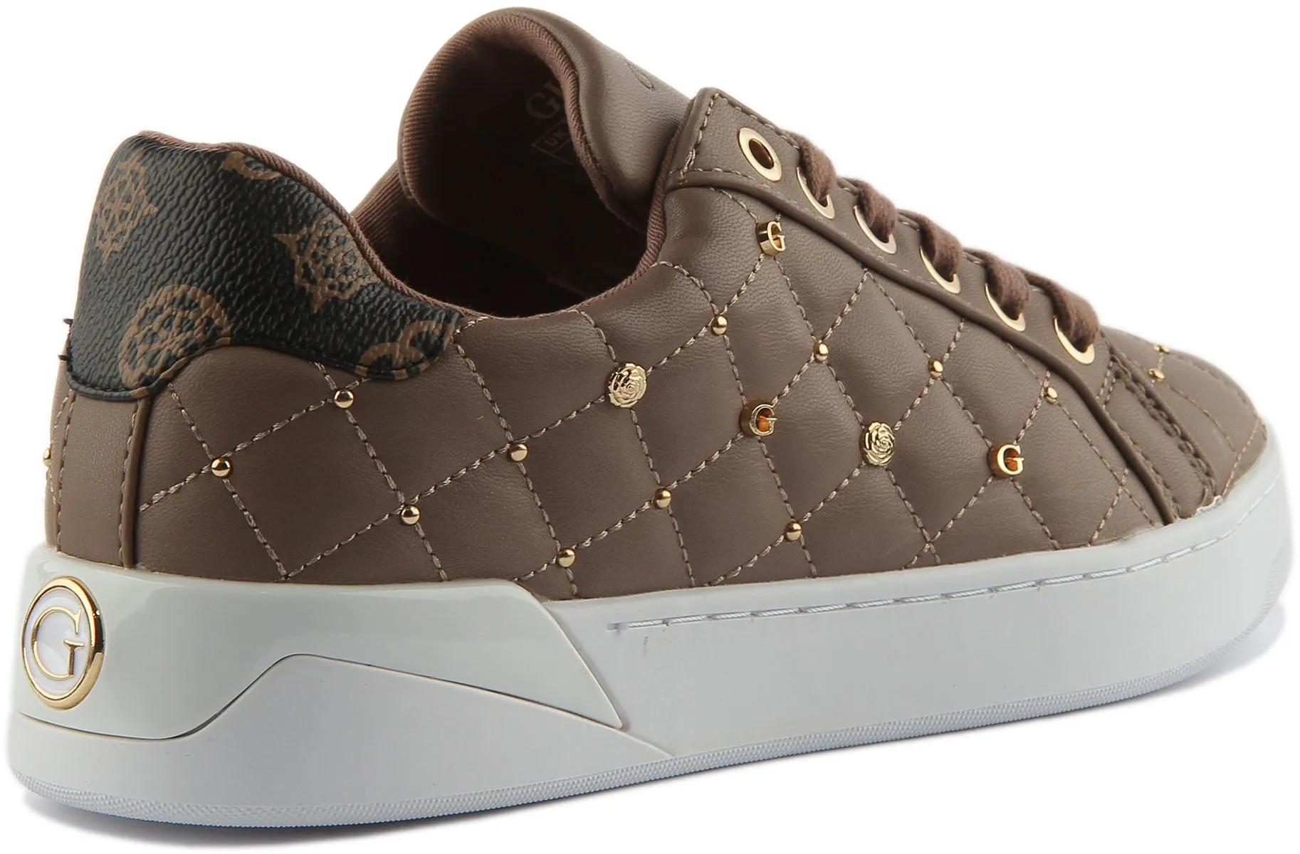 Guess Reea Zapatillas de deporte sintéticas acolchadas con cordones para mujer en blanco
