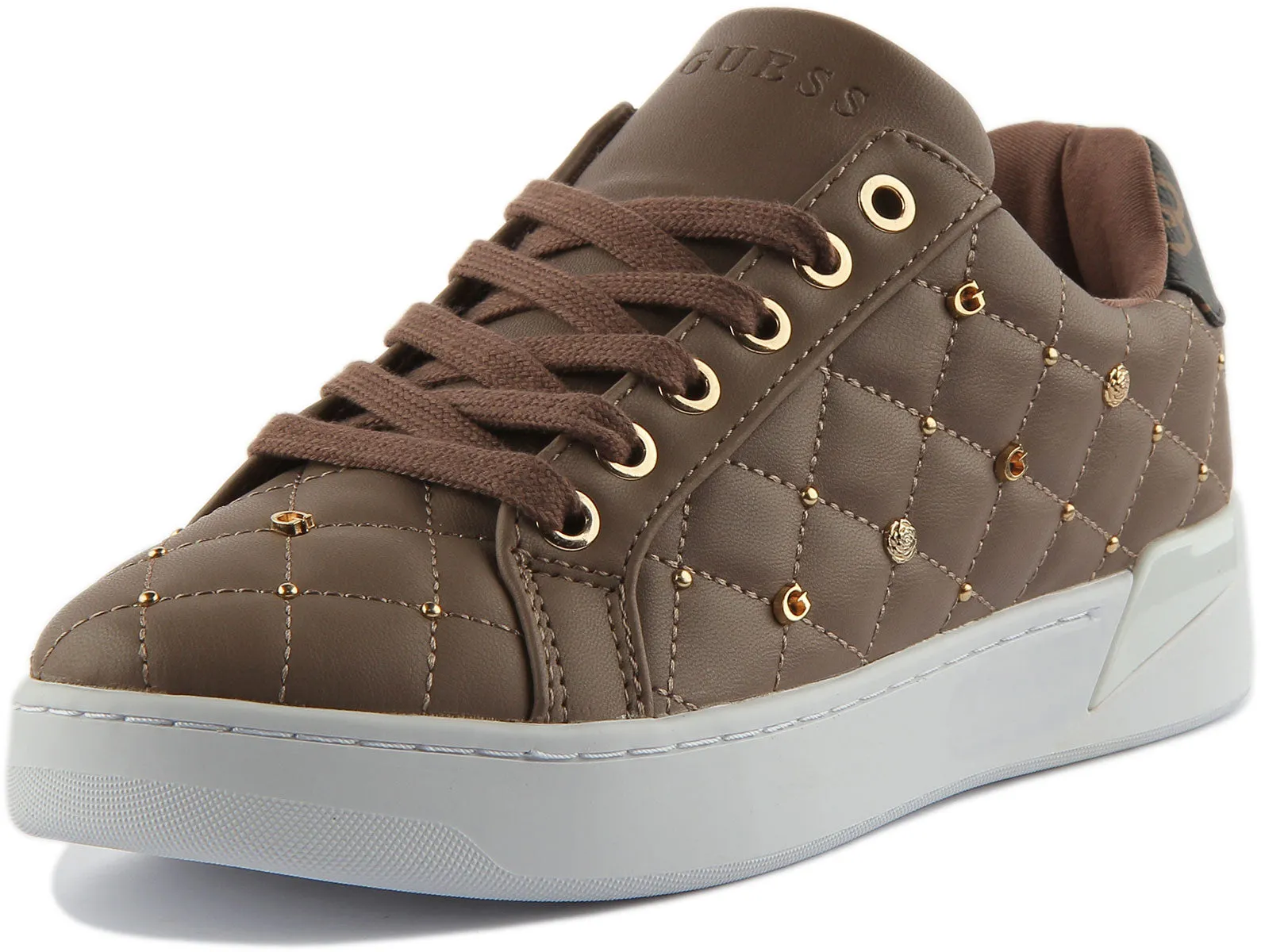 Guess Reea Zapatillas de deporte sintéticas acolchadas con cordones para mujer en blanco