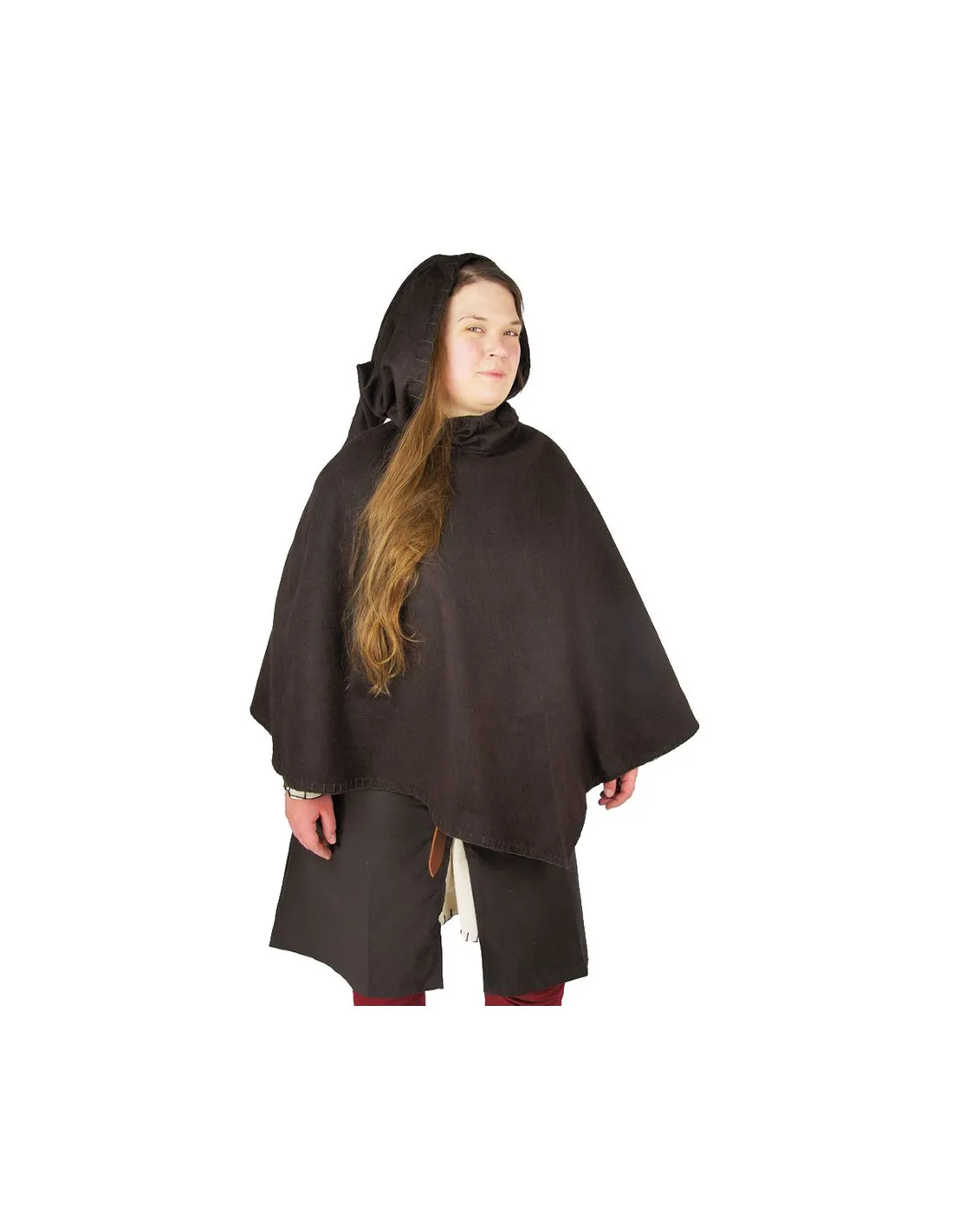 Gugel vikingo Egill, lana marrón oscuro