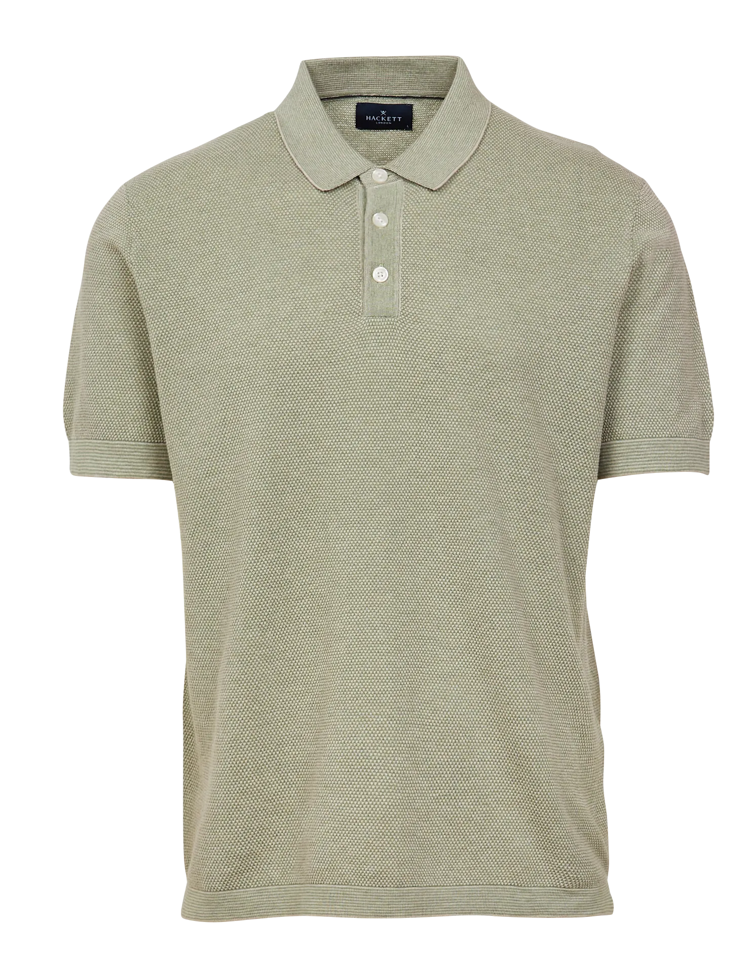 HACKETT Polo texturizado de algodón y lino mezclado en verde