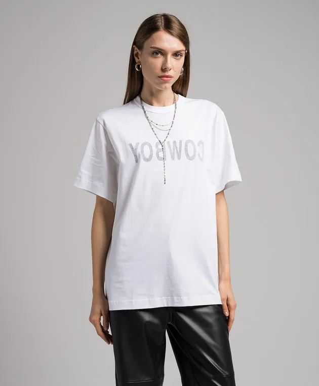 HELMUT LANG WHITE TSHIRT WITH A PRINT