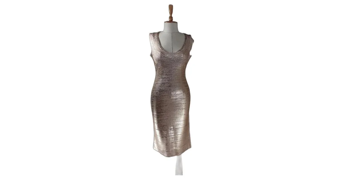 Herve Leger Vestidos Dorado 