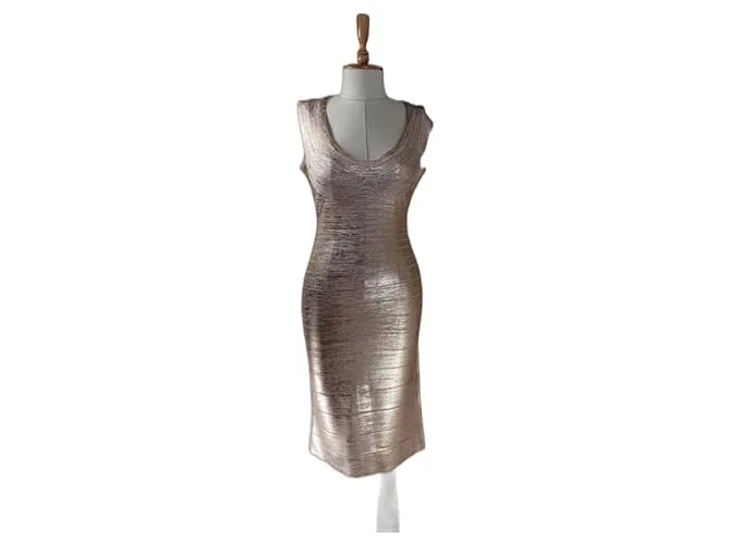 Herve Leger Vestidos Dorado 