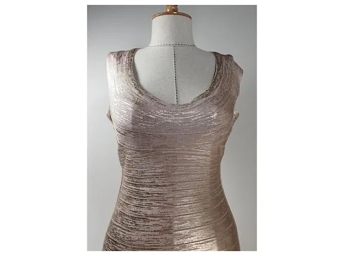 Herve Leger Vestidos Dorado 