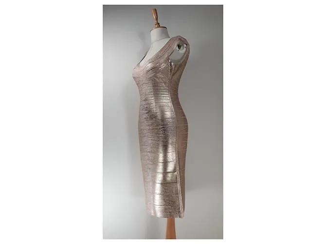 Herve Leger Vestidos Dorado 