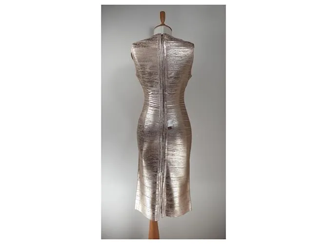 Herve Leger Vestidos Dorado 