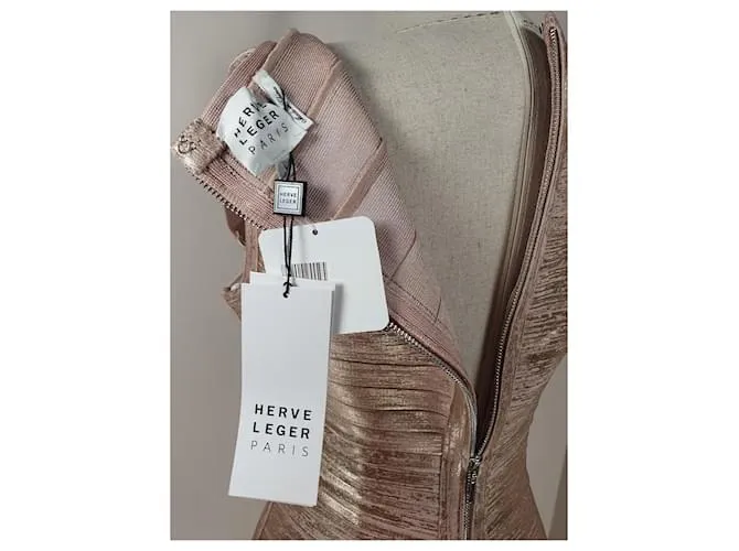 Herve Leger Vestidos Dorado 