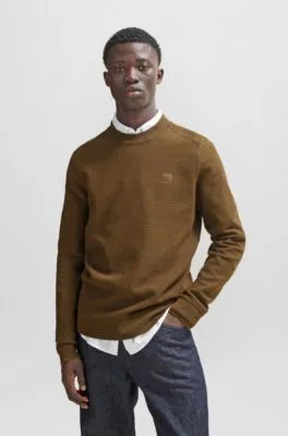 Jersey regular fit de algodón y cashmere con parche de logo