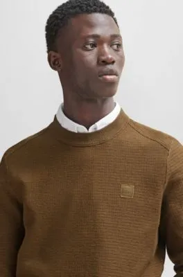 Jersey regular fit de algodón y cashmere con parche de logo
