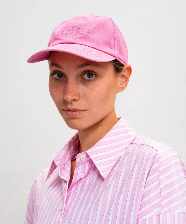 Maison Margiela MM6 Pink cap with logo embroidery