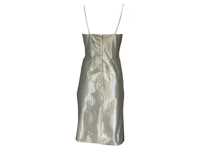 Maison Martin Margiela Vestido midi sin mangas de metal plateado con detalle de lazo Maison Margiela Plata 