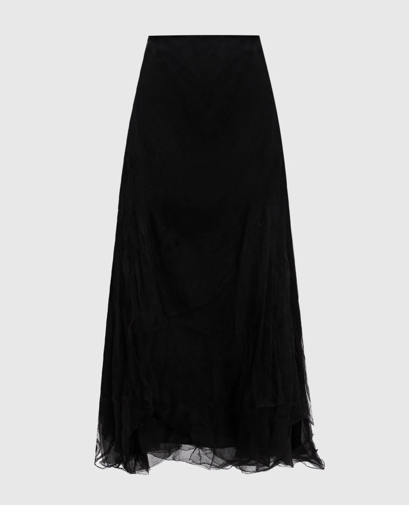 Marc Le Bihan Black silk reaper effect maxi skirt