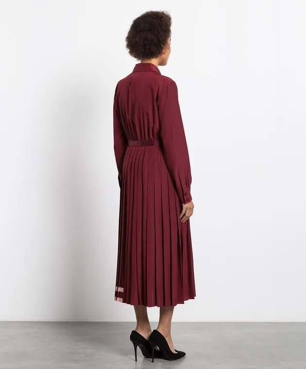Max Mara Sandalo burgundy pleated shirt dress