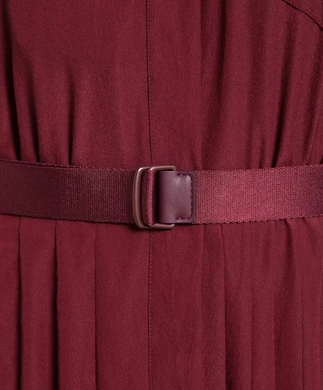 Max Mara Sandalo burgundy pleated shirt dress