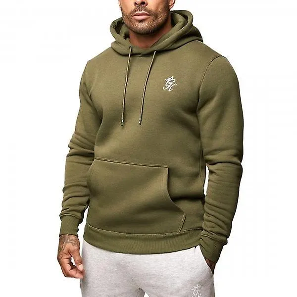 Men's Gym King Fundamental Overhead Hoody Sweatshirt Olive Green 