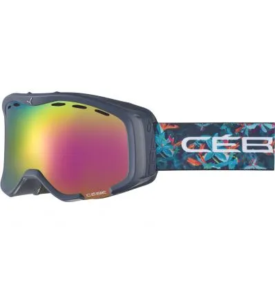 Máscara de esquí Cébé Cheeky (Dark Blue Floral Matte Rose Flash Pink Cat.2) junior