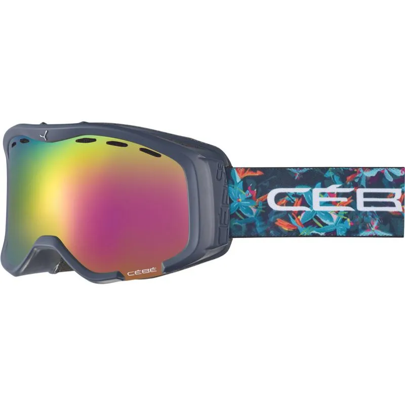 Máscara de esquí Cébé Cheeky (Dark Blue Floral Matte Rose Flash Pink Cat.2) junior