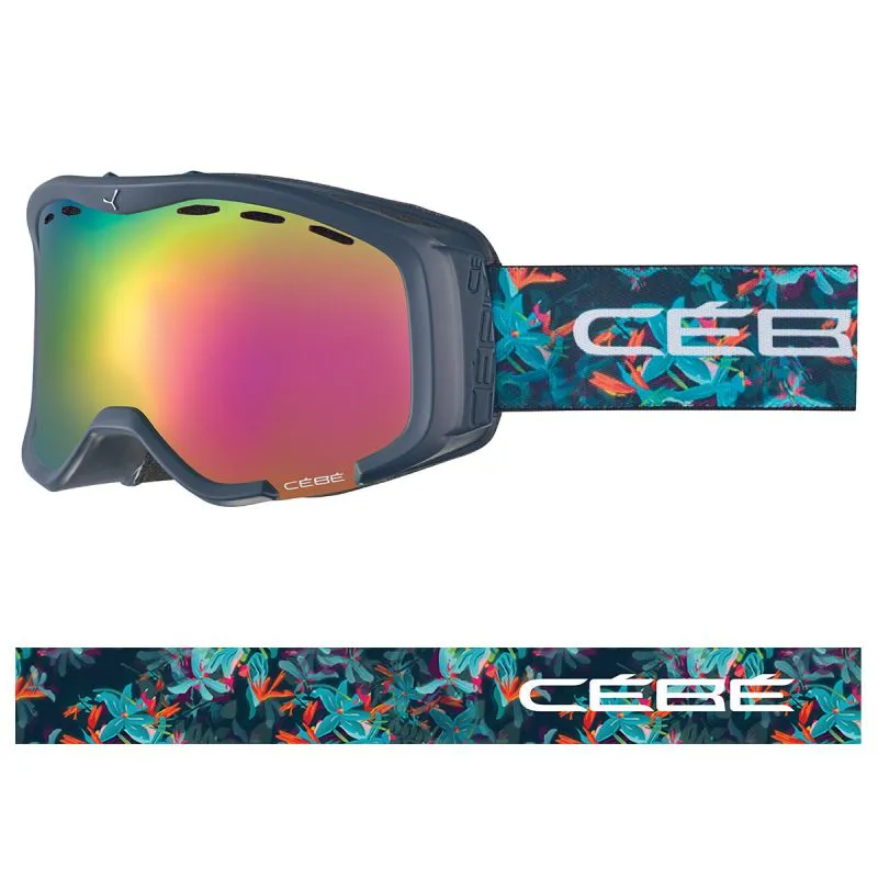 Máscara de esquí Cébé Cheeky (Dark Blue Floral Matte Rose Flash Pink Cat.2) junior