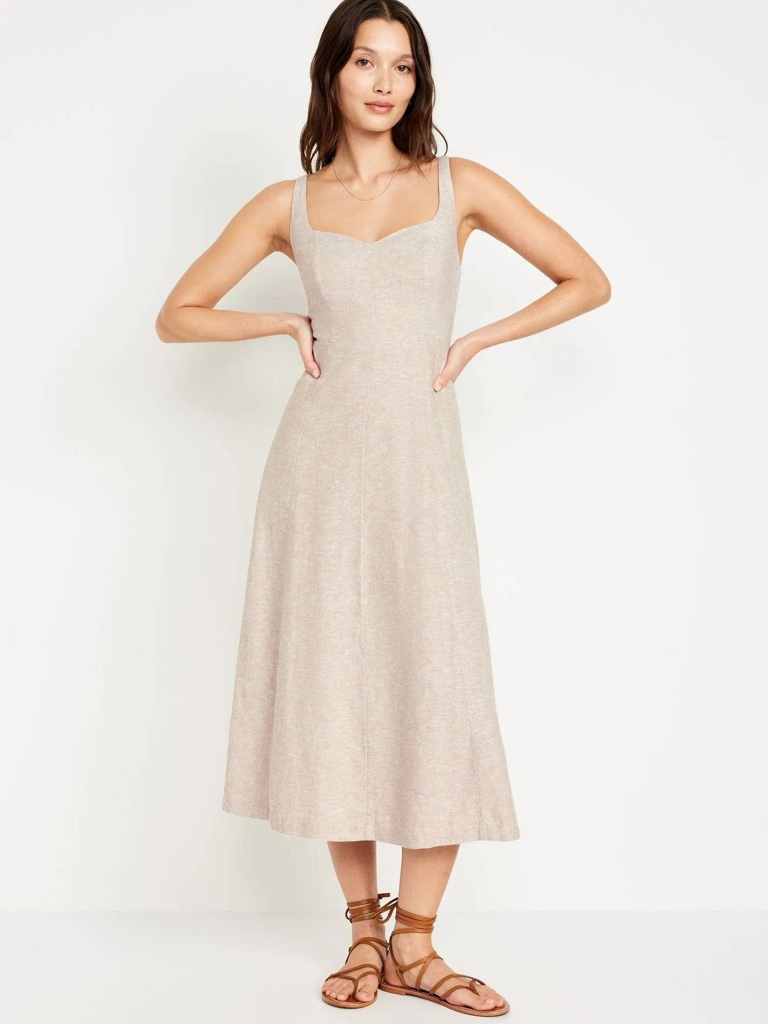 OLD NAVY Vestido Midi Fit & Flare Old Navy Mujer