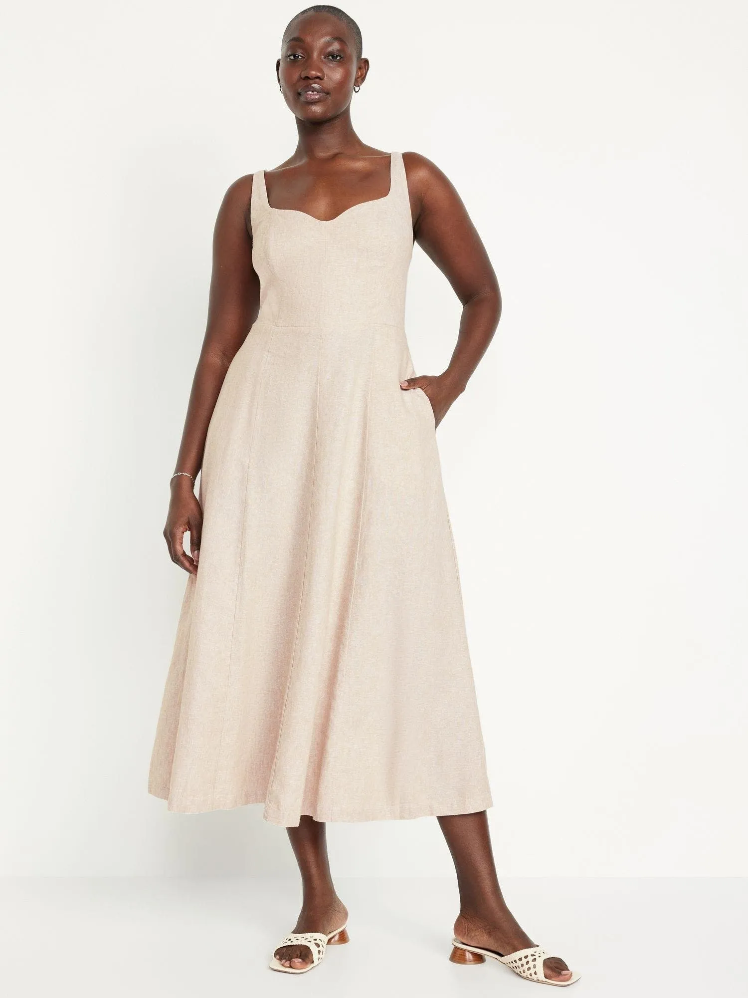 OLD NAVY Vestido Midi Fit & Flare Old Navy Mujer