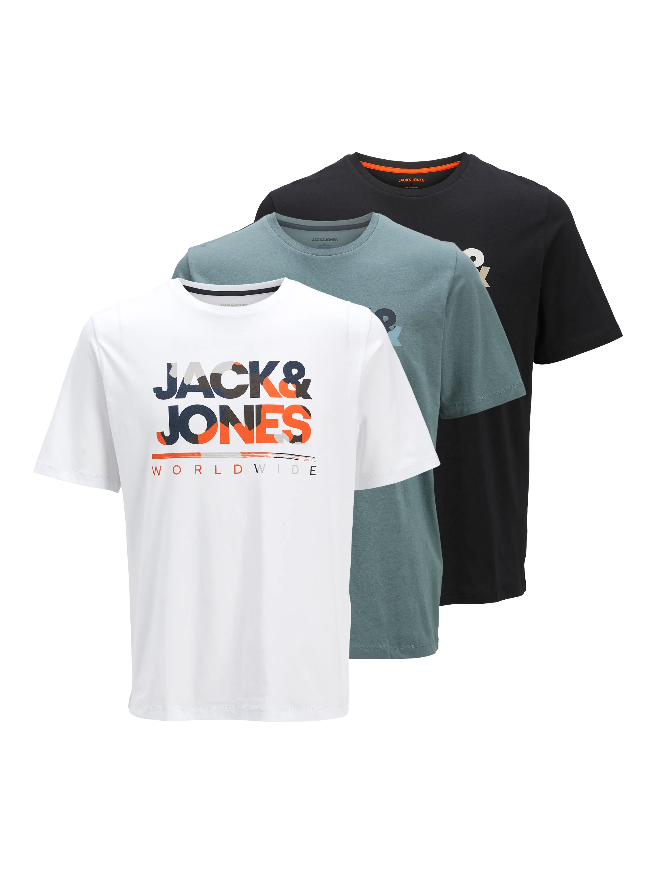 Paquete de 3 Camiseta Logotipo Cuello redondo | Azul intermedio | Jack & Jones®