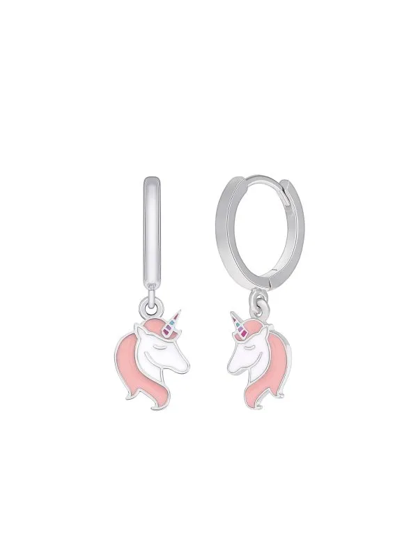 Pendientes Aro Plata Unicornio Rosa D02401/AH