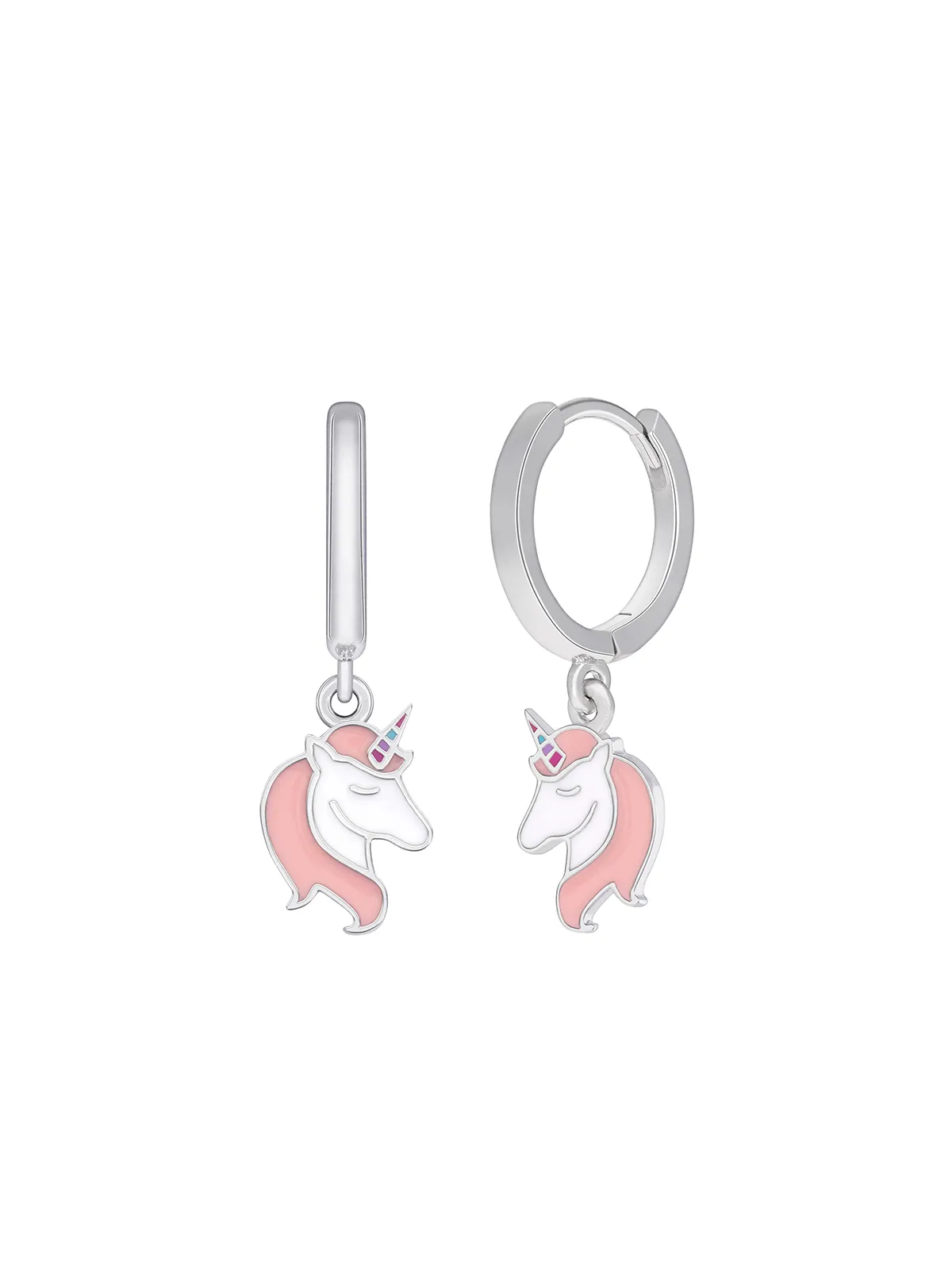 Pendientes Aro Plata Unicornio Rosa D02401/AH