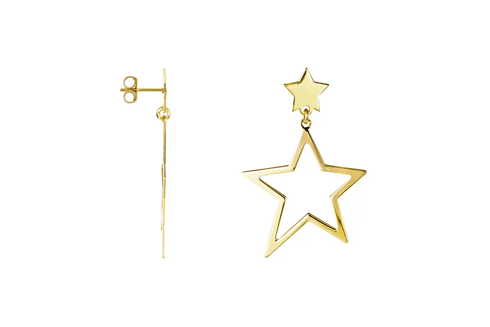 Pendientes Plata Estrella Doble Gold